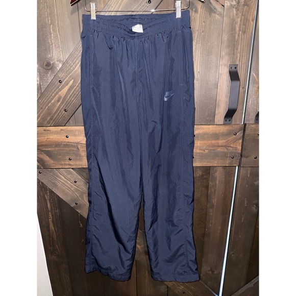 Vintage Nike Track Pants M Blue Windbreaker Double Lined Baggy 90s Y2K Gray Tag - Picture 1 of 12